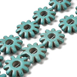 Synthetic Turquoise Beads Strands, Flower, Medium Turquoise, 28x7mm, Hole: 1.2mm, about 15pcs/strand, 16.34''(41.5cm)(G-P507-11A)