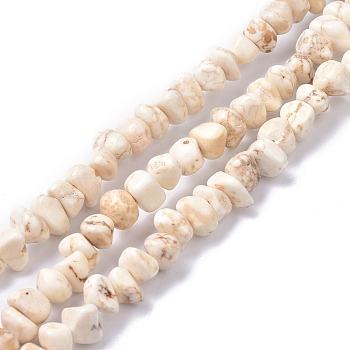 Natural Magnesite Beads Strands, Dyed, Chip, Linen, 6~10x6~10x3~4mm, Hole: 0.5~0.7mm, 15.55''~16.54''(39.5~42cm)