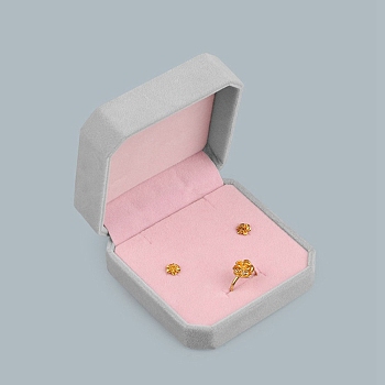 Velvet Box, for Jewelry Set, Square, Pink, 9x9x4.5cm