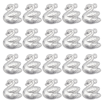 Unicraftale 20Pcs 201 Stainless Steel Charms, Swan, Stainless Steel Color, 15x15x3.5mm, Hole: 1.2mm