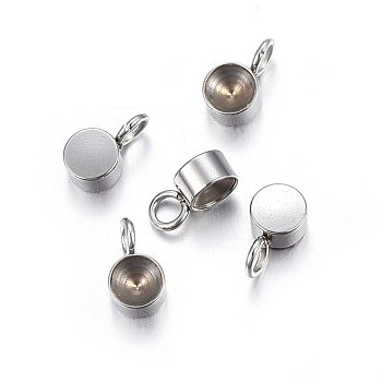 304 Stainless Steel Charms Rhinestone Settings, Flat Round, Stainless Steel Color, Fit For 3.5mm Rhinestone, 7x4x3mm, Hole: 1.8mm