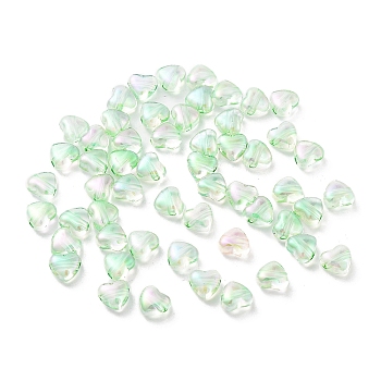 Transparent Acrylic Beads, AB Color, Heart, Pale Green, 6x7x3.5mm, Hole: 1.2mm