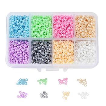 1 Box 8/0 Glass Seed Beads Round  Loose Spacer Beads, Mixed Color, 3mm, Hole: 1mm, about 4200pcs/box