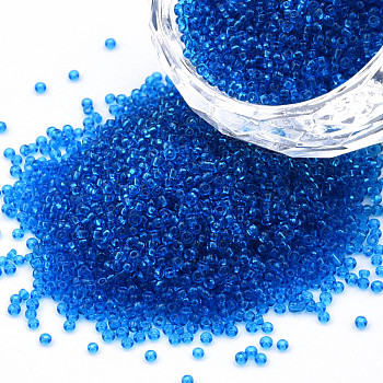 15/0 Transparent Czech Glass Seed Beads, Round, Royal Blue, 1.5x1mm, Hole: 0.5mm, about 500g/bag