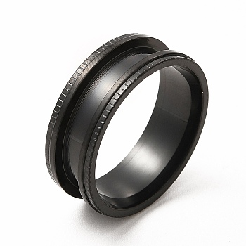 201 Stainless Steel Grooved Finger Ring Settings, Ring Core Blank, for Inlay Ring Jewelry Making, Electrophoresis Black, Inner Diameter: 20mm, Groove: 3.7mm