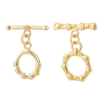 BENECREAT 12 Sets 2 Style Brass Toggle Clasps, with Jump Rings, Long-Lasting Plated, Real 18K Gold Plated, 6 sets/style