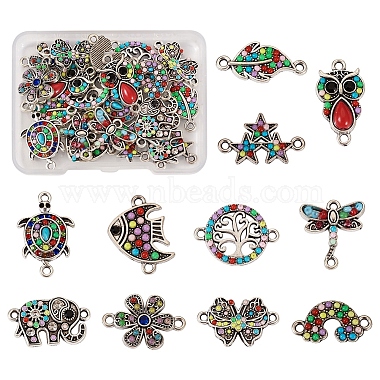 Antique Silver Mixed Shapes Alloy+Resin Links