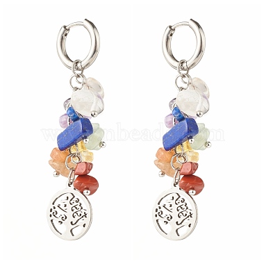 Flat Round Mixed Stone Earrings