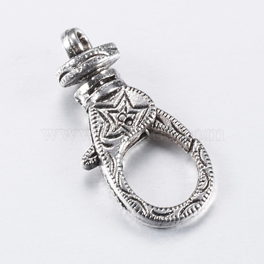 Tibetan Style Alloy Swivel Lobster Claw Clasps(X-TIBE-T002-18AS-RS)-2