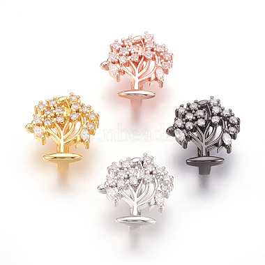 Mixed Color Clear Tree Brass+Cubic Zirconia Slide Charms