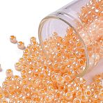 TOHO 8/0 Round Beads, Japanese Seed Beads, (904) Ceylon Apricot, 3mm, Hole: 1mm, about 222pcs/bottle, 10g/bottle(SEED-JPTR08-0904)