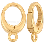 2Pcs 925 Sterling Silver Spring Gate Rings, Oval, Golden, 12x7.5x2.5mm, Hole: 1.4mm, 2pcs/set(STER-SC0001-62)
