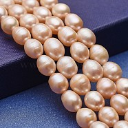 Natural Cultured Freshwater Pearl Beads Strands, Potato, Bisque, 8~10x7~8mm, Hole: 0.5mm, about 40~41pcs/strand, 14.76~15.15 inch(37.5~38.5cm)(PEAR-P060-29A)