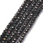 Electroplate Glass Beads Strands, Full Plated, Faceted, Abacus, Gunmetal Plated, 2x1.5~1.6mm, Hole: 0.8mm, about 235 pcs/Strand, 14.17 inch(36cm)(GLAA-F079-A-FP10)