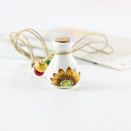 Porcelain Perfume Bottle Necklaces, Pendant Necklace, Goldenrod, 13.78~23.62 inch(35~60cm)(PW-WG11337-07)