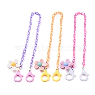 Personalized Dual-use Items, Beaded Necklaces or Eyeglasses Chains, with ABS Plastic Cable Chains, Flower Acrylic Pendants and Plastic Lobster Claw Clasps, Random Color Matching, Mixed Color, 19.48 inch(49.5cm)(NJEW-JN02842-M)