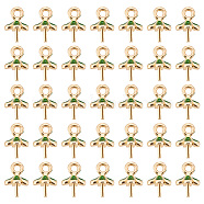50Pcs Brass Enamel Cup Peg Bails, Pendants Bails, For Half Drilled Beads, Nickel Free, Clover, Real 14K Gold Plated, Green, 7.5x5.5x5.5mm, Hole: 1.2mm(KK-DC0002-56)