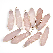 Electroplate Natural Pink Aventurine Pendants, with Iron Findings, Sword, Golden, 42~43x10~11x4mm, Hole: 2mm(G-S344-24K)