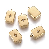 316 Surgical Stainless Steel Charms, with Crystal Rhinestone, Octagon with Star, Golden, 14x9x4mm, Hole: 1.4mm(X-STAS-I164-032G)