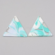Acrylic Pendants, Triangle, Turquoise, 34x32x2mm, Hole: 1.5mm(MACR-S372-012A)
