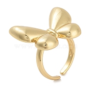 Rack Plating Brass Open Cuff Rings, Long-Lasting Plated, Cadmium Free & Lead Free, Butterfly, Real 18K Gold Plated, Adjustable(RJEW-M172-03G)