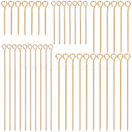 150Pcs 5 Styles Brass Eye Pins, Long-Lasting Plated, Nickel Free, Real 18K Gold Plated, 20~50mm, Hole: 1.6~2mm, Pin: 0.5~0.7mm, 30pcs/style(KK-BBC0009-50)