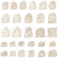 2 Sets 2 Style Unfinished Wood Dollhouse Doors & Windows, Retro Fairy Tale Style Building Model Accessories, Mixed Shapes, Bisque, 4.9~10x2.9~6.95x0.15~0.3cm, 1 set/style(WOOD-CP0001-02)