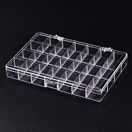 Polystyrene Bead Storage Containers, 28 Compartments Organizer Boxes, with Hinged Lid, Rectangle, Clear, 19.9x13.5x2.5cm, compartment: 3.2x2.7cm(CON-S043-024)