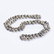 Natural Dalmatian Jasper Beaded Necklaces, Round, 36 inch(91.44cm)(NJEW-P202-36-A33)