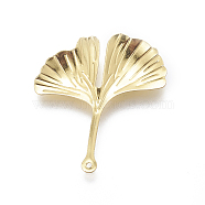 Brass Pendants, Ginkgo Leaf, Golden, 29x26x2mm, Hole: 0.8mm(X-KK-L173-03G)