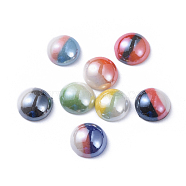 Opaque Glass Cabochons, Tri-color Stripe, Half Round, Mixed Color, 8x3.5mm(GGLA-S038-12-8mm)