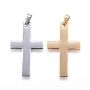 304 Stainless Steel Pendants, Latin Cross, Mixed Color, 36.5x22x1mm, Hole: 4x7mm(STAS-G124-16)