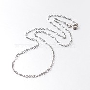 316 Stainless Steel Cable Chain Necklaces, with Brass Spring Ring Clasps, Stainless Steel Color, 27.7 inch(70.5cm)(X-NJEW-JN01047-04)