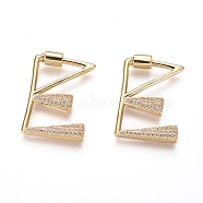 Brass Micro Pave Cubic Zirconia Screw Carabiner Lock Charms, for Necklaces Making, Long-Lasting Plated, Letter, Golden, Clear, Letter.E, 34x23x2.5mm(KK-I033-01G-E)