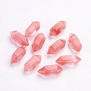 Watermelon Stone Glass Beads, No Hole/Undrilled, Double Terminated Point, 20x8mm(G-P287-A02)