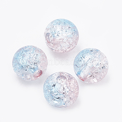 Acrylic Beads, Transparent Crackle Style, Two Tone Style, Round, Light Cyan, 8mm, Hole: 2mm, about 1840pcs/500g(OACR-N002-01N)
