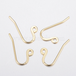 304 Stainless Steel French Earring Hooks, Flat Earring Hooks, Ear Wire, with Horizontal Loop, Golden, 12x22x1mm, Hole: 1.8mm, 19 Gauge, Pin: 0.9mm(STAS-H436-07)