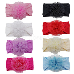 Nylon Elastic Baby Headbands, for Girls, Hair Accessories, Flower, Mixed Color, 160x80mm(OHAR-S197-061)