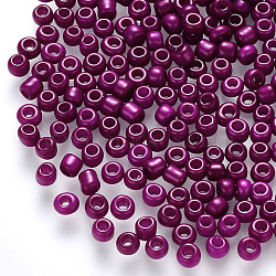 12/0 Baking Paint Glass Round Seed Beads, Medium Violet Red, 1.5~2x1.5mm, Hole: 0.5~1mm, about 30000pcs/pound(SEED-S036-01A-10)