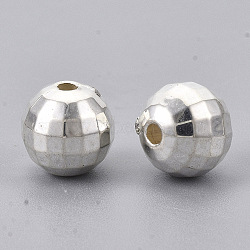CCB Plastic Beads, Faceted, Round, Silver, 8mm, Hole: 1.5mm, about 1750pcs/500g(CCB-S160-372B-S)