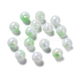 Two Tone Opaque Acrylic Beads, Round, Lime Green, 10mm, Hole: 1.8mm, about 1020pcs/500g(SACR-P024-01B-W03)