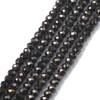 Electroplate Glass Beads Strands, Full Plated, Faceted, Abacus, Gunmetal Plated, 2x1.5~1.6mm, Hole: 0.8mm, about 235 pcs/Strand, 14.17 inch(36cm)