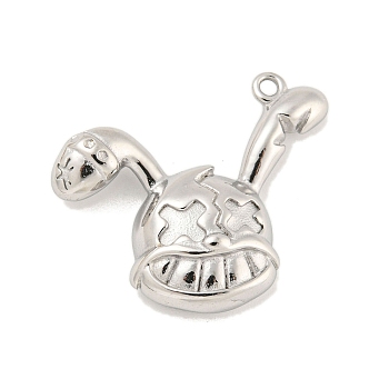 304 Stainless Steel Pendants, Rabbit Charm, Stainless Steel Color, 23.5x24.5x5.5mm, Hole: 1.6mm