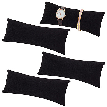 Velvet Bracelet Pillow Jewelry Displays, for Jewelry Bracelet & Watch Displays, Oval, Black, 20.5x8.2x5.8cm