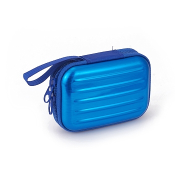 Tinplate Zipper Bag, Portable Coin Purse, for Business Card, Draw-bar box Shape, Blue, 70x100mm