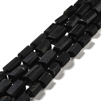 Natural Black Tourmaline Beads Strands, Faceted, Column, 10~16x9x9.5~11mm, Hole: 1mm, about 24~28pcs/strand, 16.54 inch(42cm)