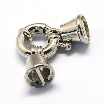 Alloy Spring Sets, with Cord End Cap, Platinum, 30x13x5mm, Half Hole: 5.5x2mm