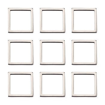 304 Stainless Steel Linking Rings, Square, Stainless Steel Color, 20x20x2mm