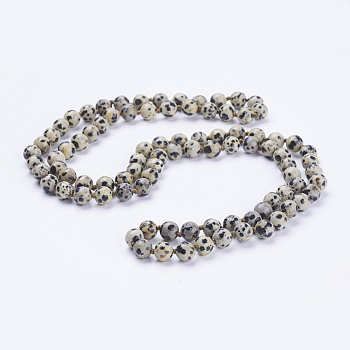 Natural Dalmatian Jasper Beaded Necklaces, Round, 36 inch(91.44cm)