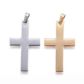 304 Stainless Steel Pendants, Latin Cross, Mixed Color, 36.5x22x1mm, Hole: 4x7mm